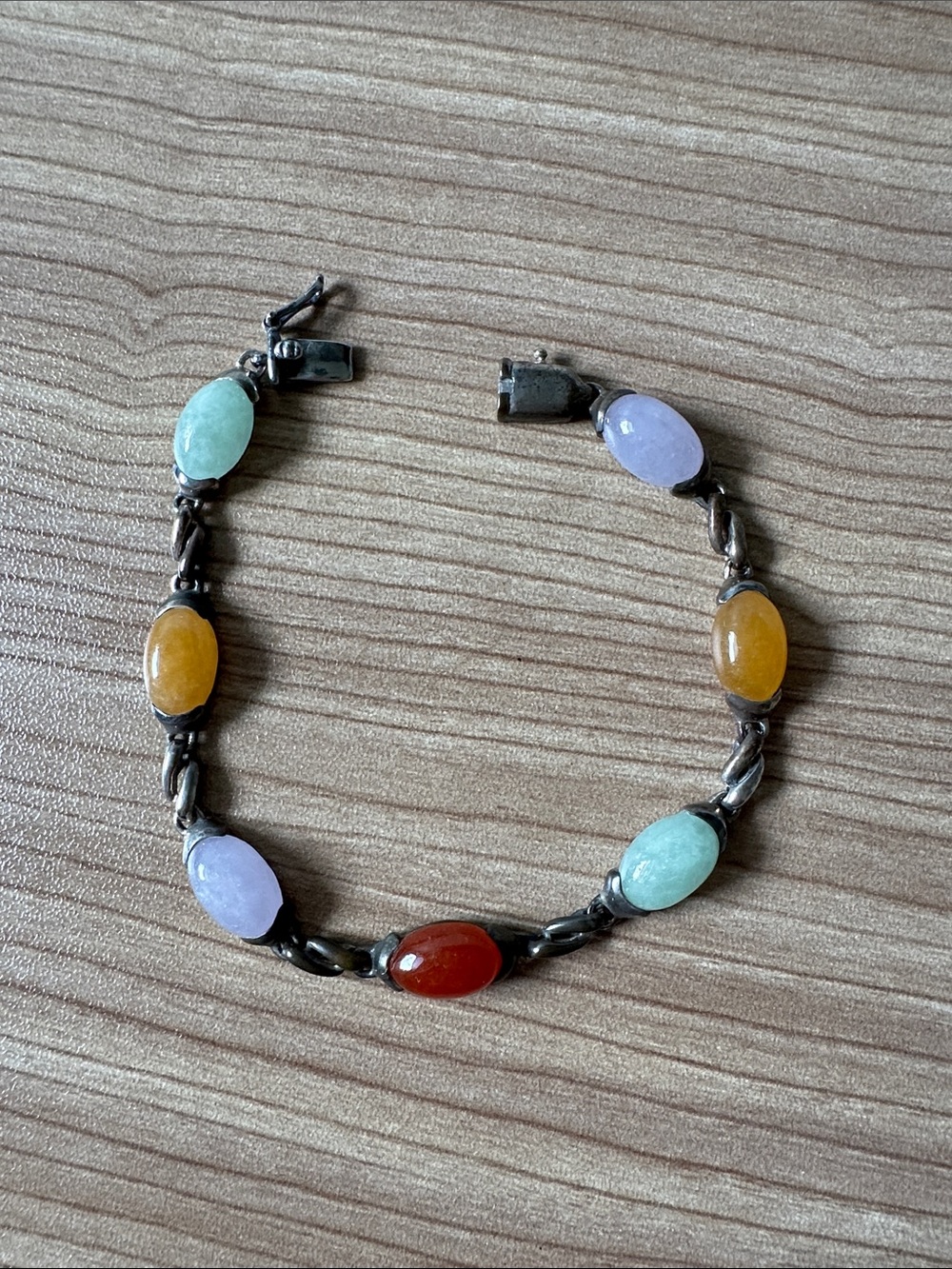 Multicolor Semi-Precious Stone Bracelet - Pastel Gem Accents